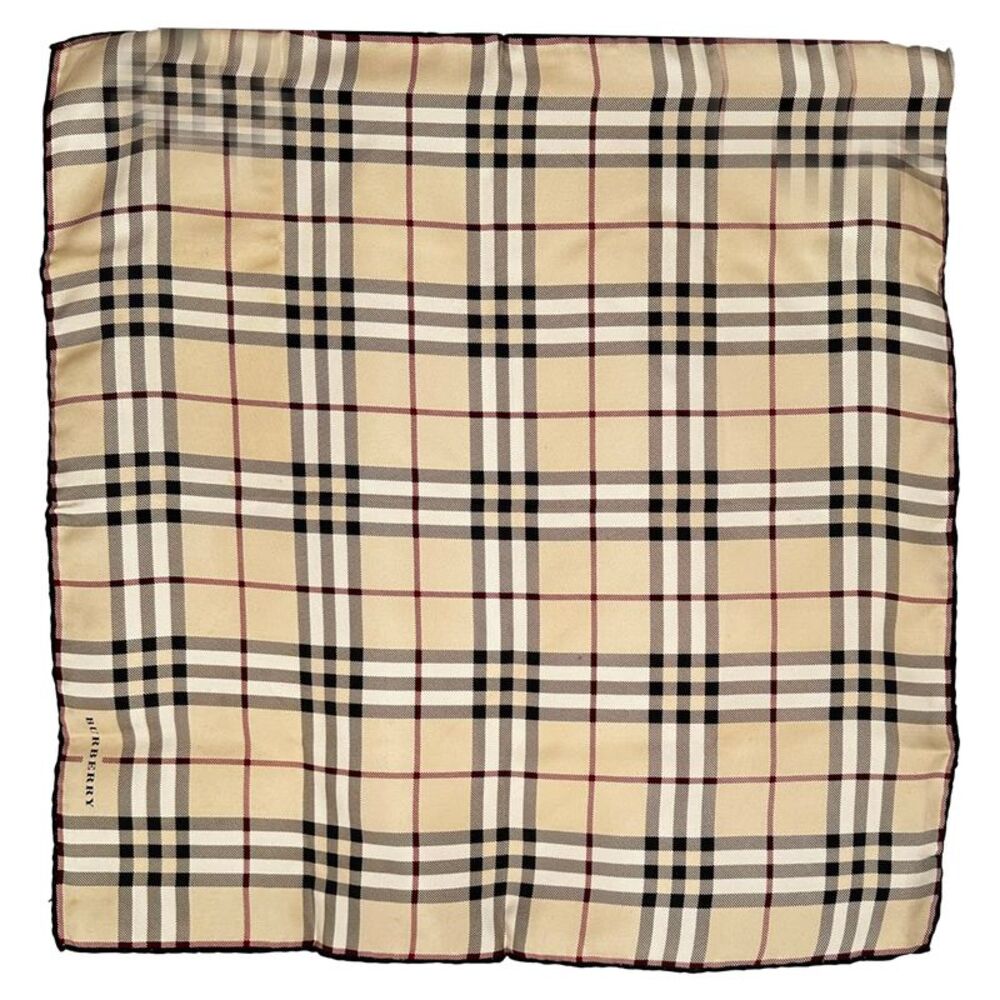 Burberry Nova Check Square Scarf in Beige Silk